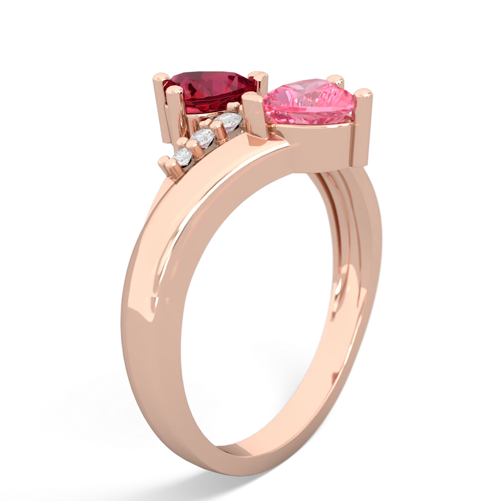 Lab Ruby Heart To Heart 14K Rose Gold ring R2064