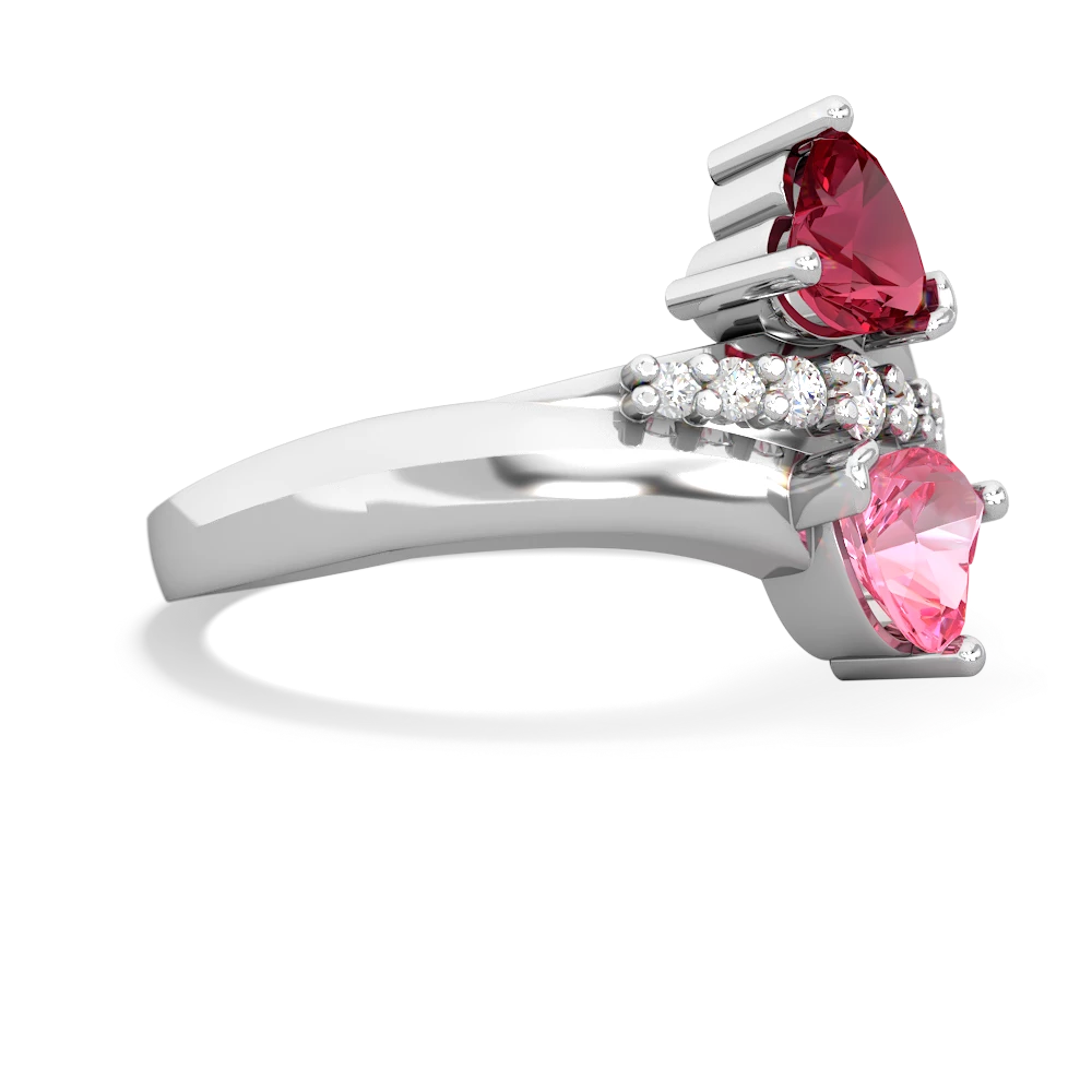 Lab Ruby Heart To Heart 14K White Gold ring R2064