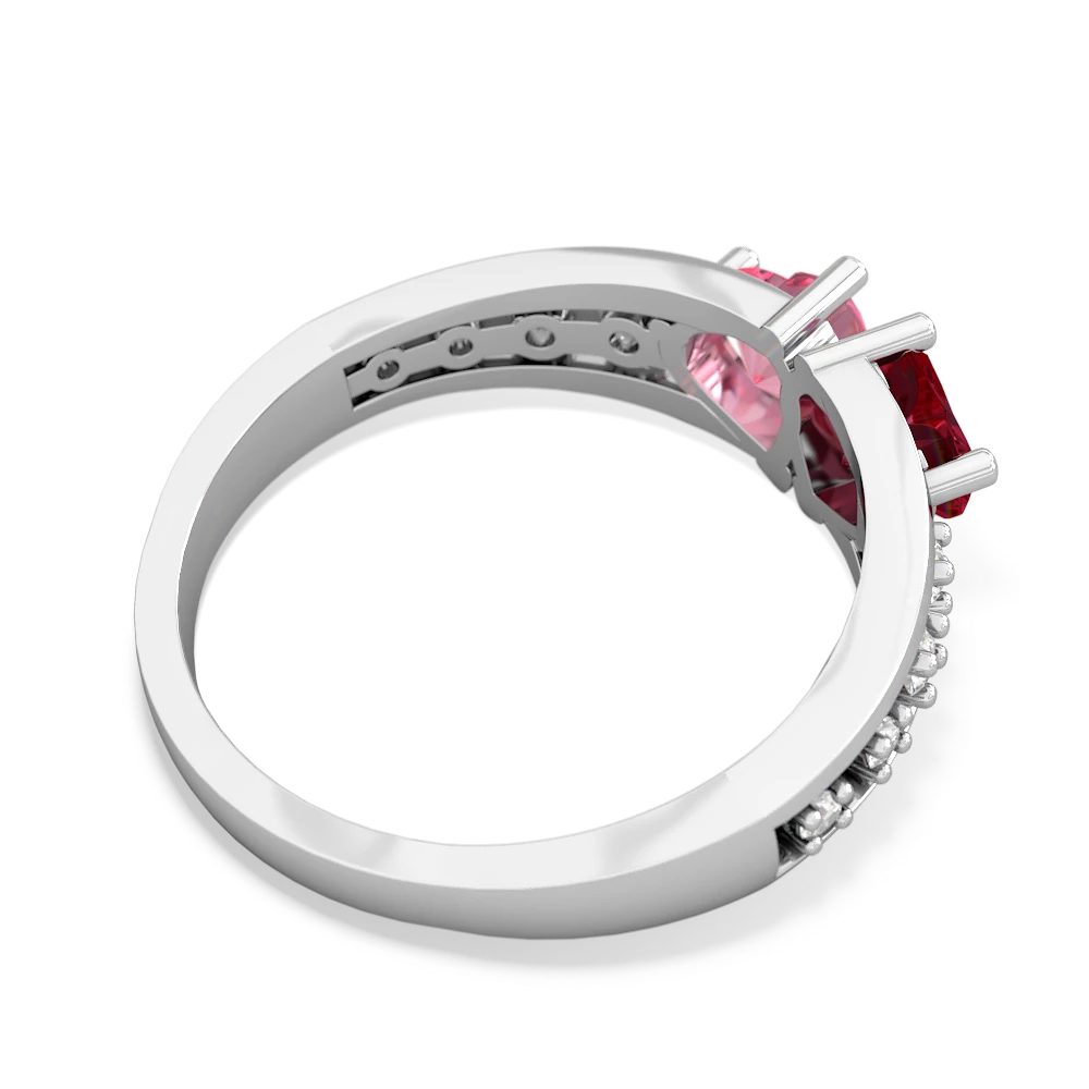 Lab Ruby Heart To Heart 14K White Gold ring R3342