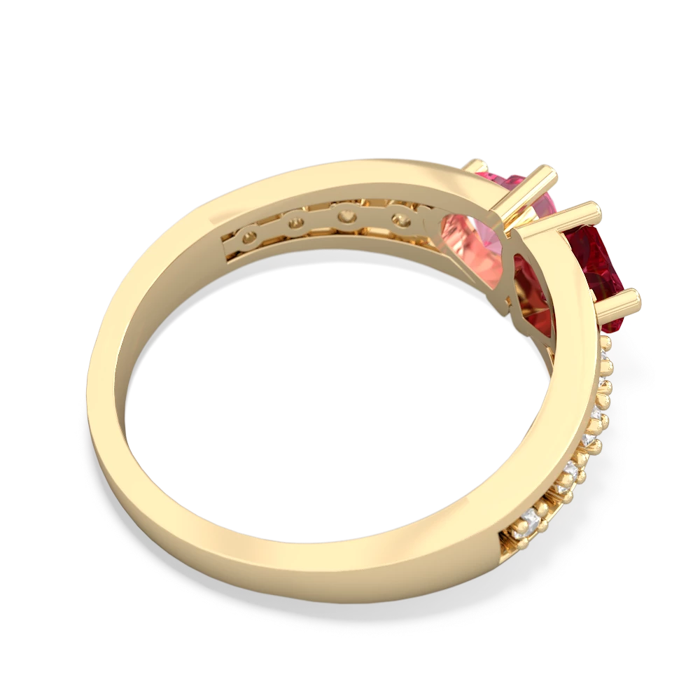 Lab Ruby Heart To Heart 14K Yellow Gold ring R3342