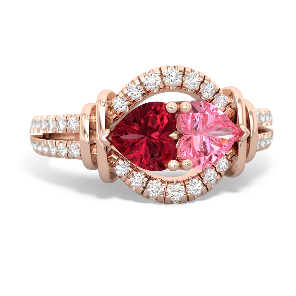 Lab Ruby Art-Deco Keepsake 14K Rose Gold ring R5630