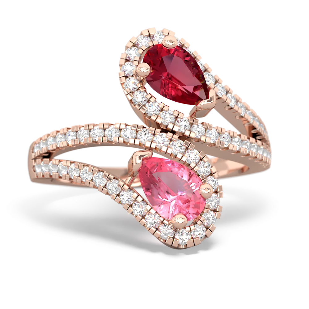 Lab Ruby Diamond Dazzler 14K Rose Gold ring R3000