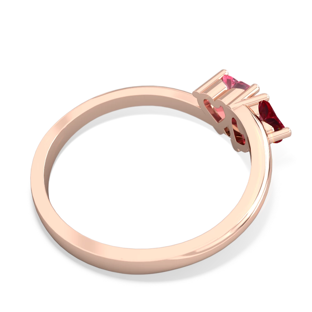 Lab Ruby Sweethearts 14K Rose Gold ring R5260