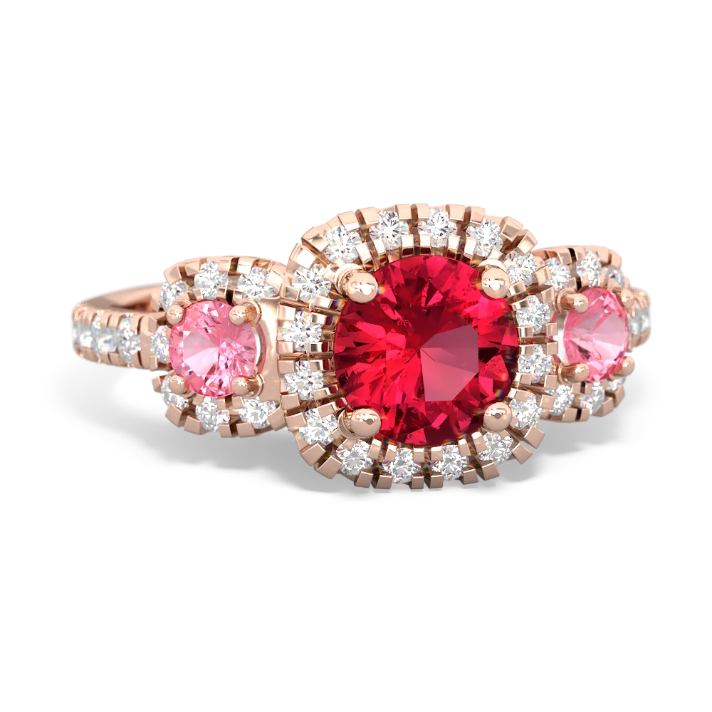 Lab Ruby Regal Halo 14K Rose Gold ring R5350