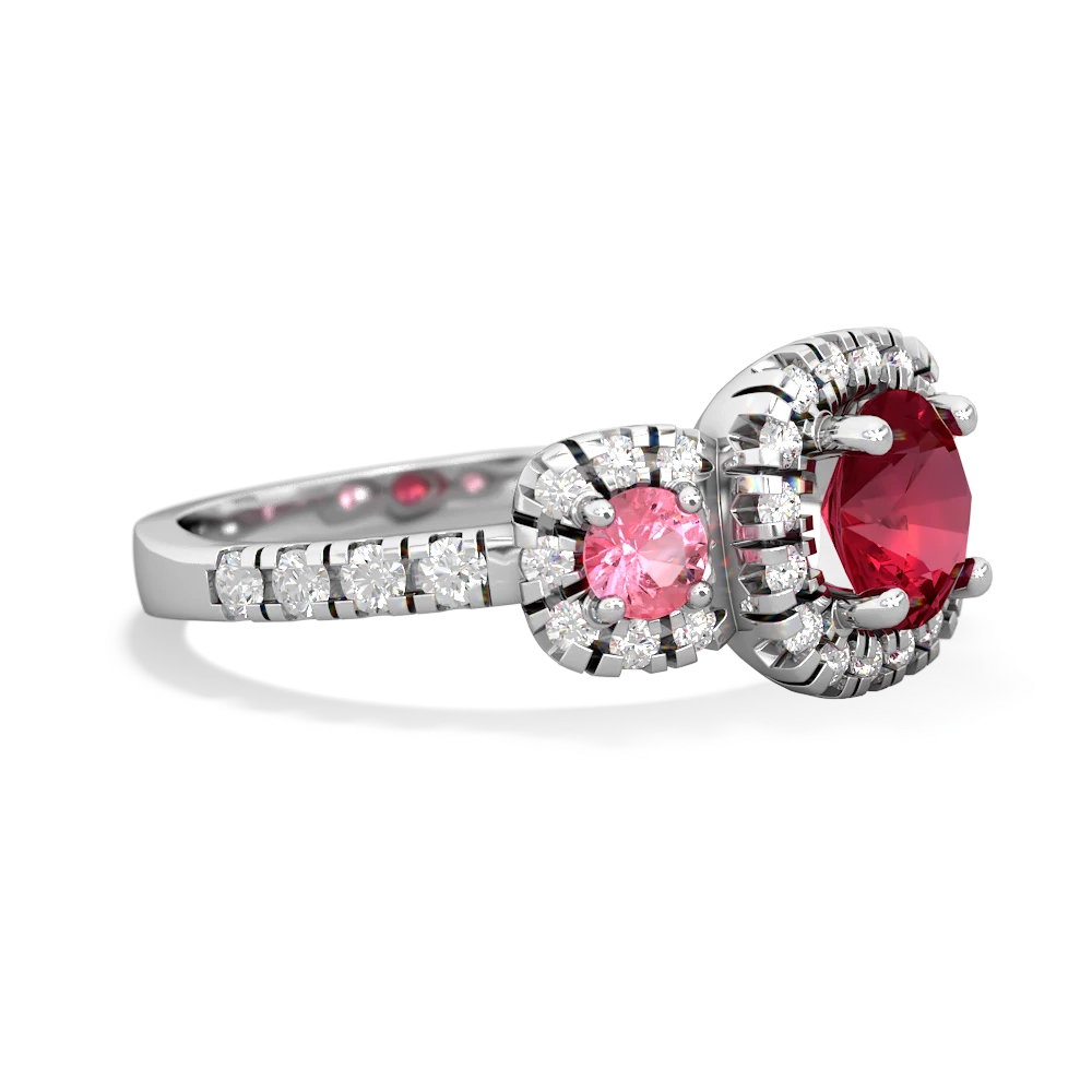 Lab Ruby Regal Halo 14K White Gold ring R5350