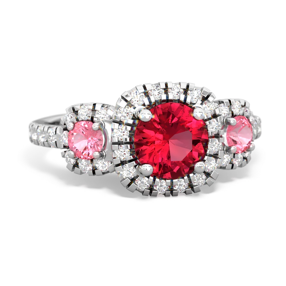 Lab Ruby Regal Halo 14K White Gold ring R5350