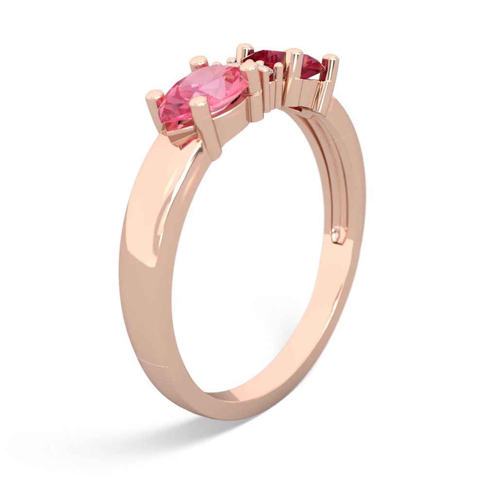 Lab Ruby Pear Bowtie 14K Rose Gold ring R0865