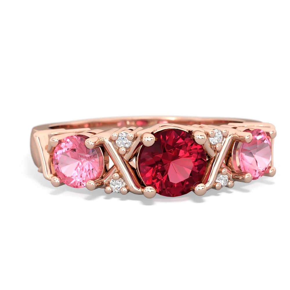 Lab Ruby Hugs And Kisses 14K Rose Gold ring R5016