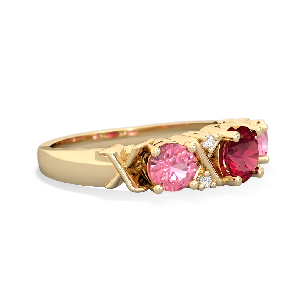 Lab Ruby Hugs And Kisses 14K Yellow Gold ring R5016