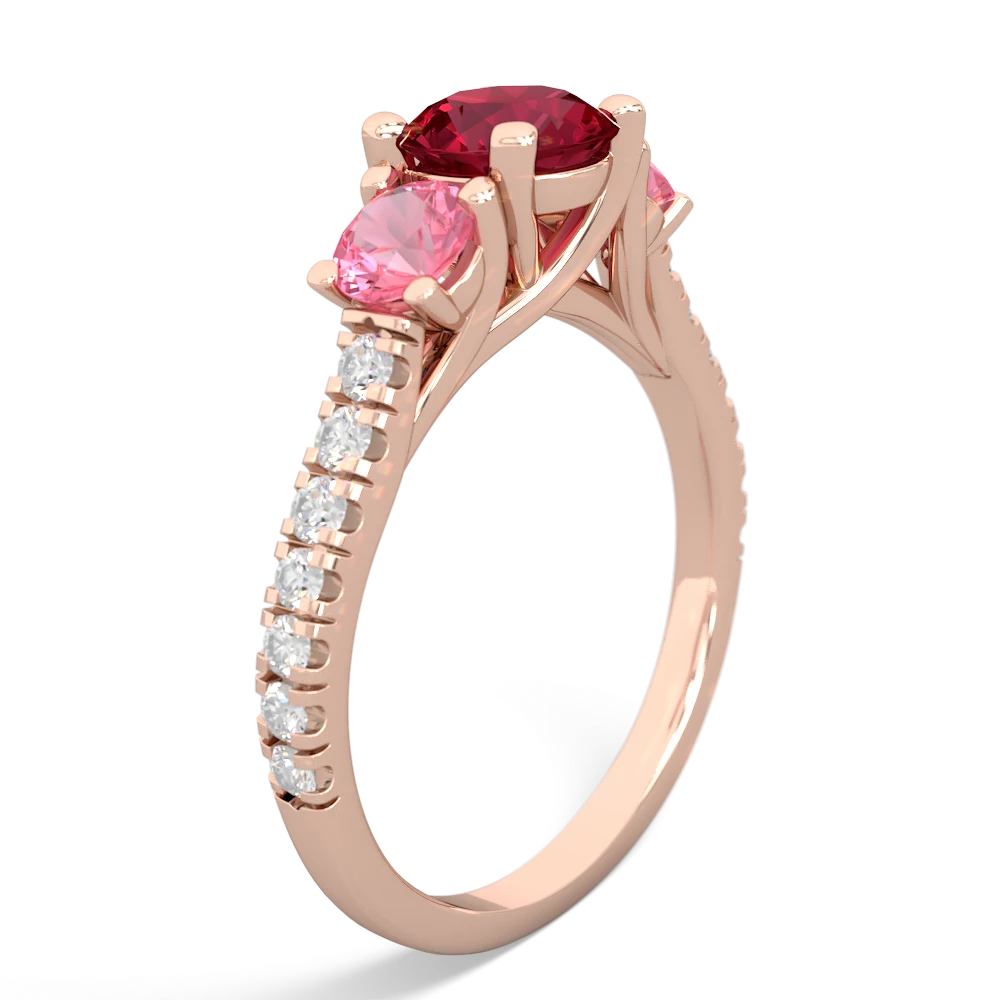 Lab Ruby Pave Trellis 14K Rose Gold ring R5500