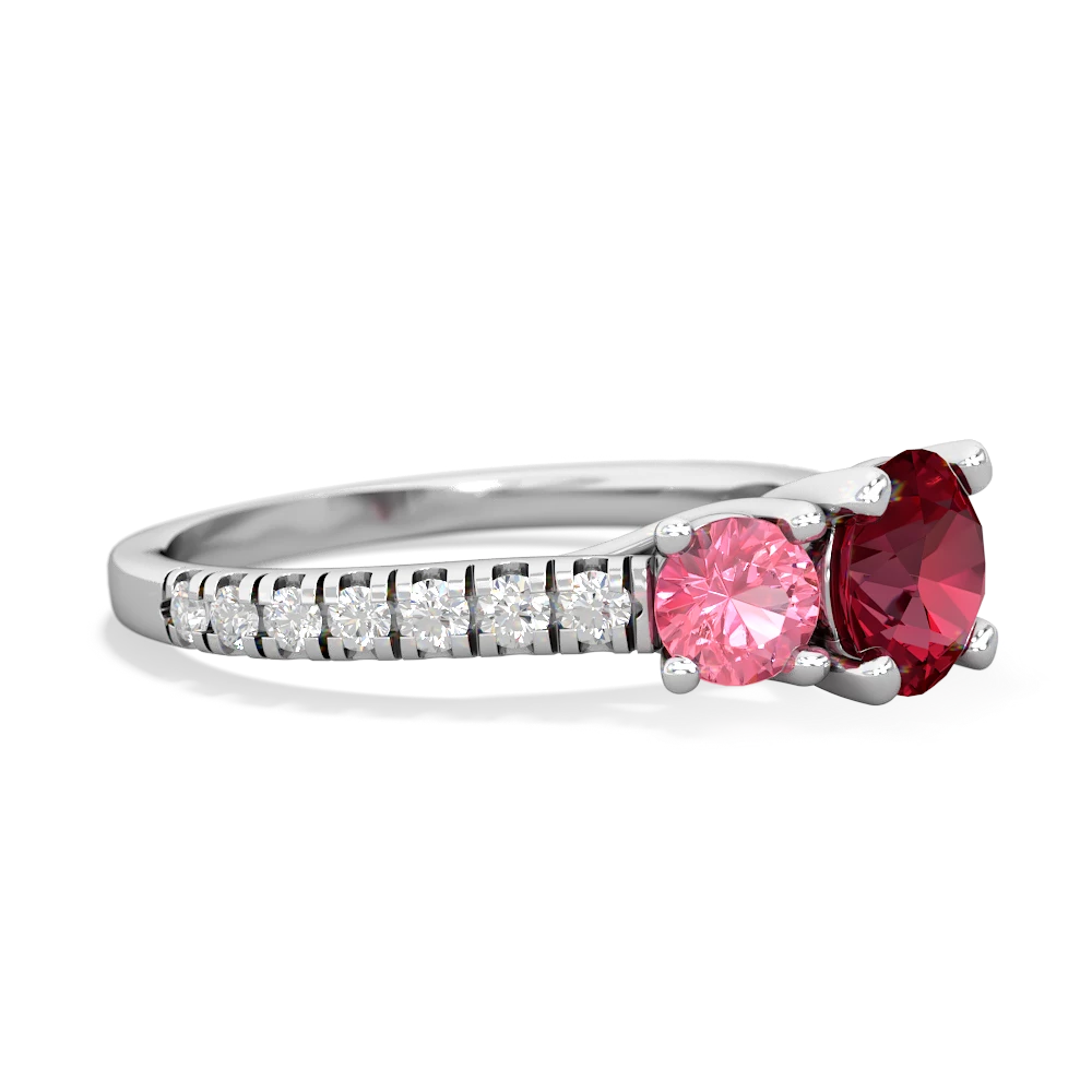 Lab Ruby Pave Trellis 14K White Gold ring R5500