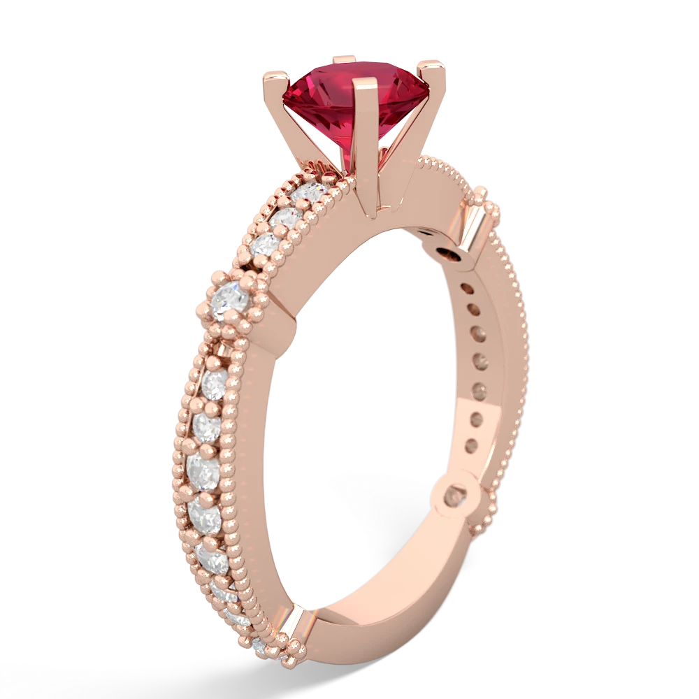 Lab Ruby Sparkling Tiara 6Mm Round 14K Rose Gold ring R26296RD