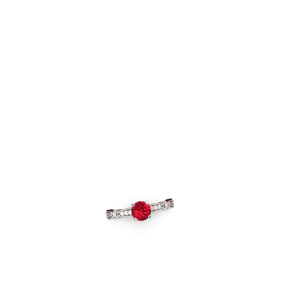 Lab Ruby Sparkling Tiara 6Mm Round 14K White Gold ring R26296RD