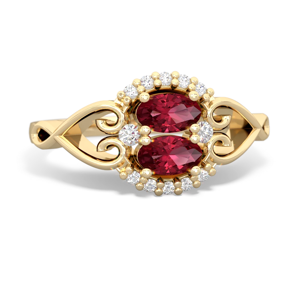 Lab Ruby Love Nest 14K Yellow Gold ring R5860