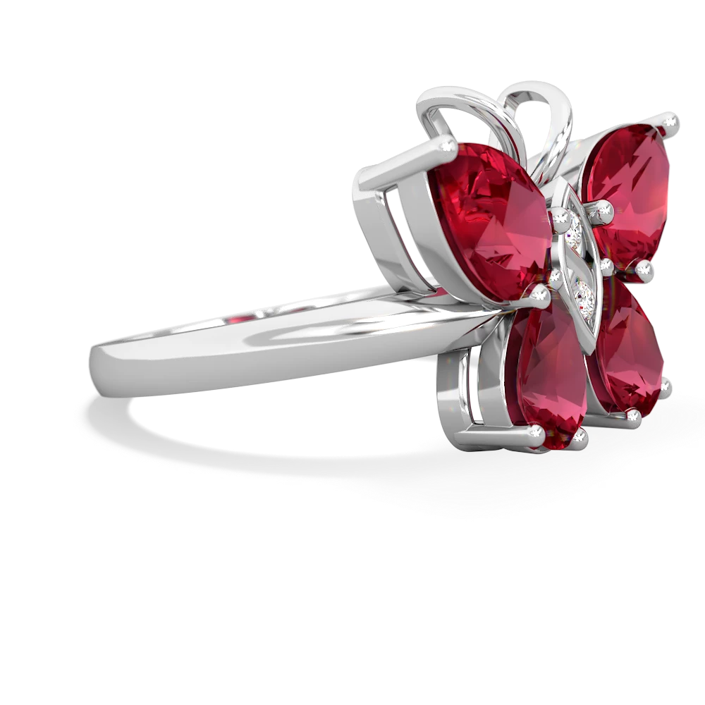 Lab Ruby Butterfly 14K White Gold ring R2215