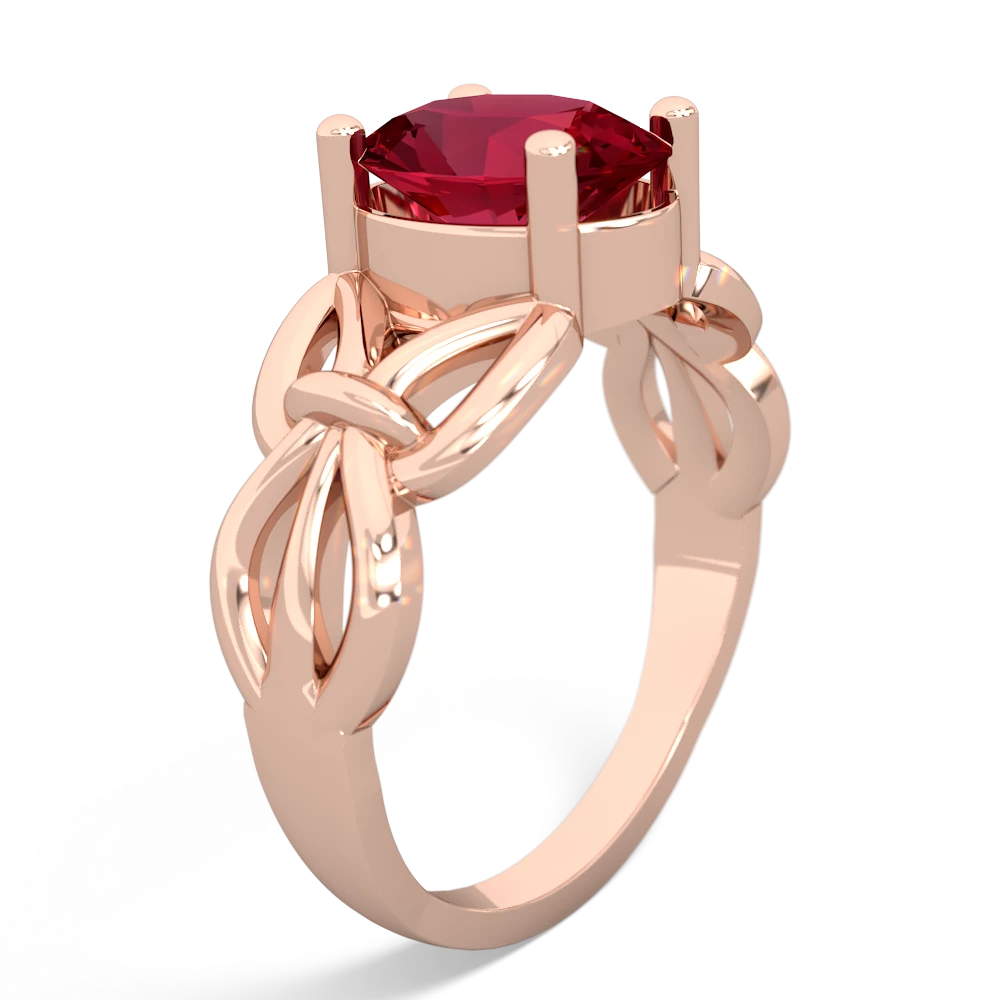 Lab Ruby Celtic Knot Cocktail 14K Rose Gold ring R2377