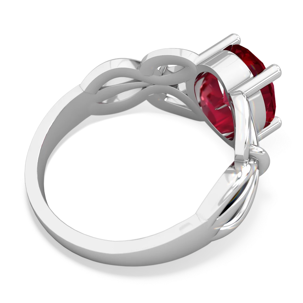 Lab Ruby Celtic Knot Cocktail 14K White Gold ring R2377