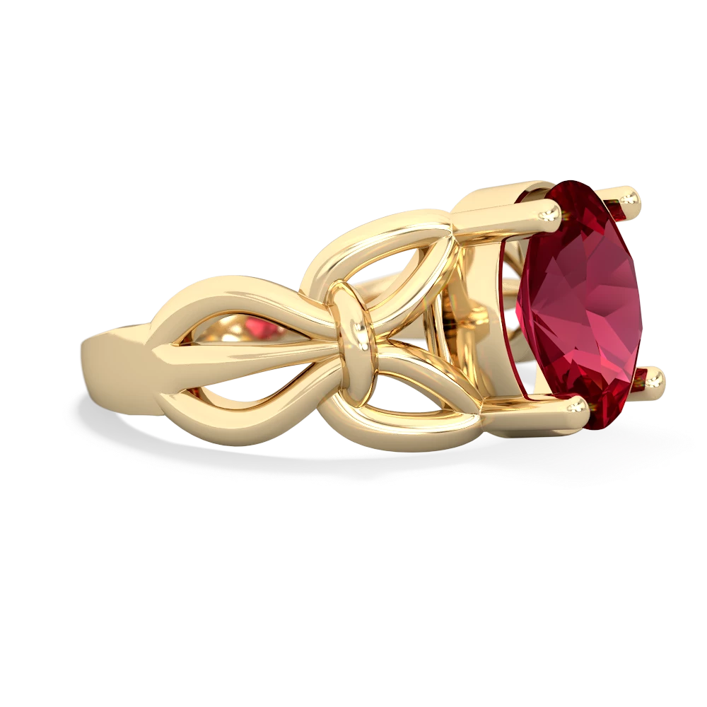 Lab Ruby Celtic Knot Cocktail 14K Yellow Gold ring R2377