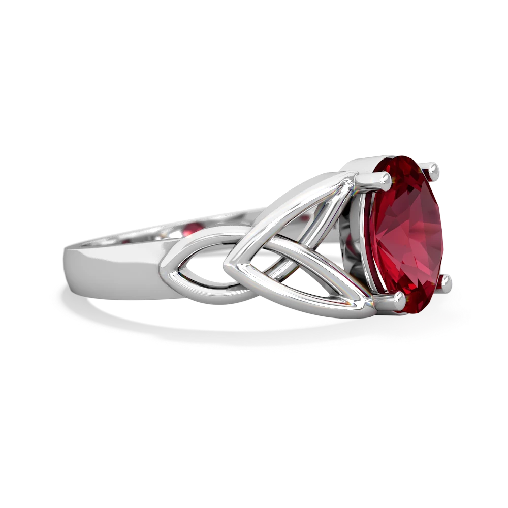 Lab Ruby Celtic Trinity Knot 14K White Gold ring R2389