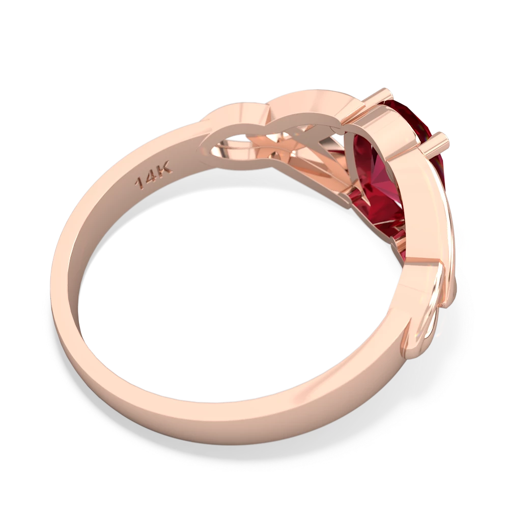 Lab Ruby Celtic Trinity Knot 14K Rose Gold ring R2389