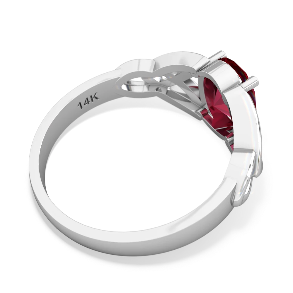 Lab Ruby Celtic Trinity Knot 14K White Gold ring R2389