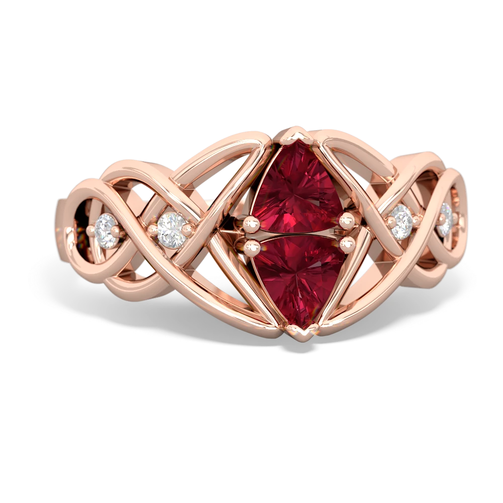 Lab Ruby Keepsake Celtic Knot 14K Rose Gold ring R5300