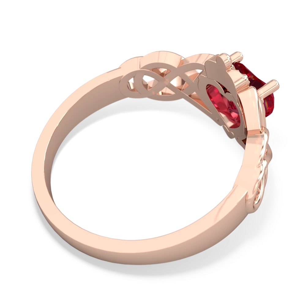 Lab Ruby Claddagh Celtic Knot 14K Rose Gold ring R2367