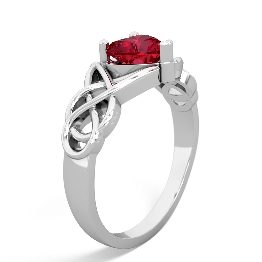 Lab Ruby Claddagh Celtic Knot 14K White Gold ring R2367