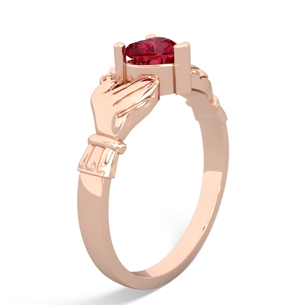 Lab Ruby Claddagh 14K Rose Gold ring R2370