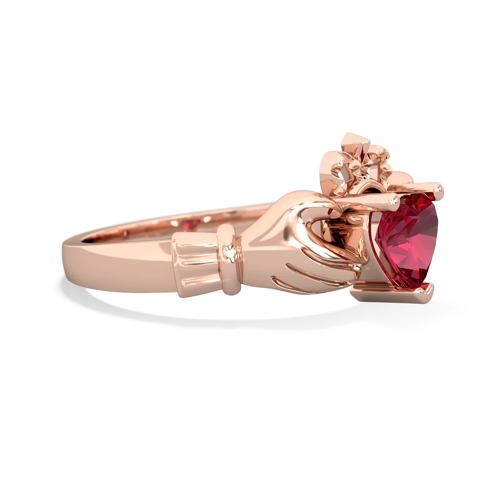 Lab Ruby Claddagh 14K Rose Gold ring R2370