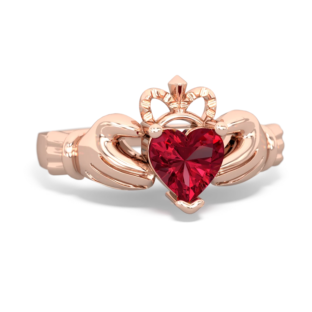 Lab Ruby Claddagh 14K Rose Gold ring R2370