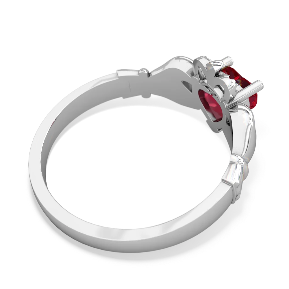 Lab Ruby Claddagh 14K White Gold ring R2370