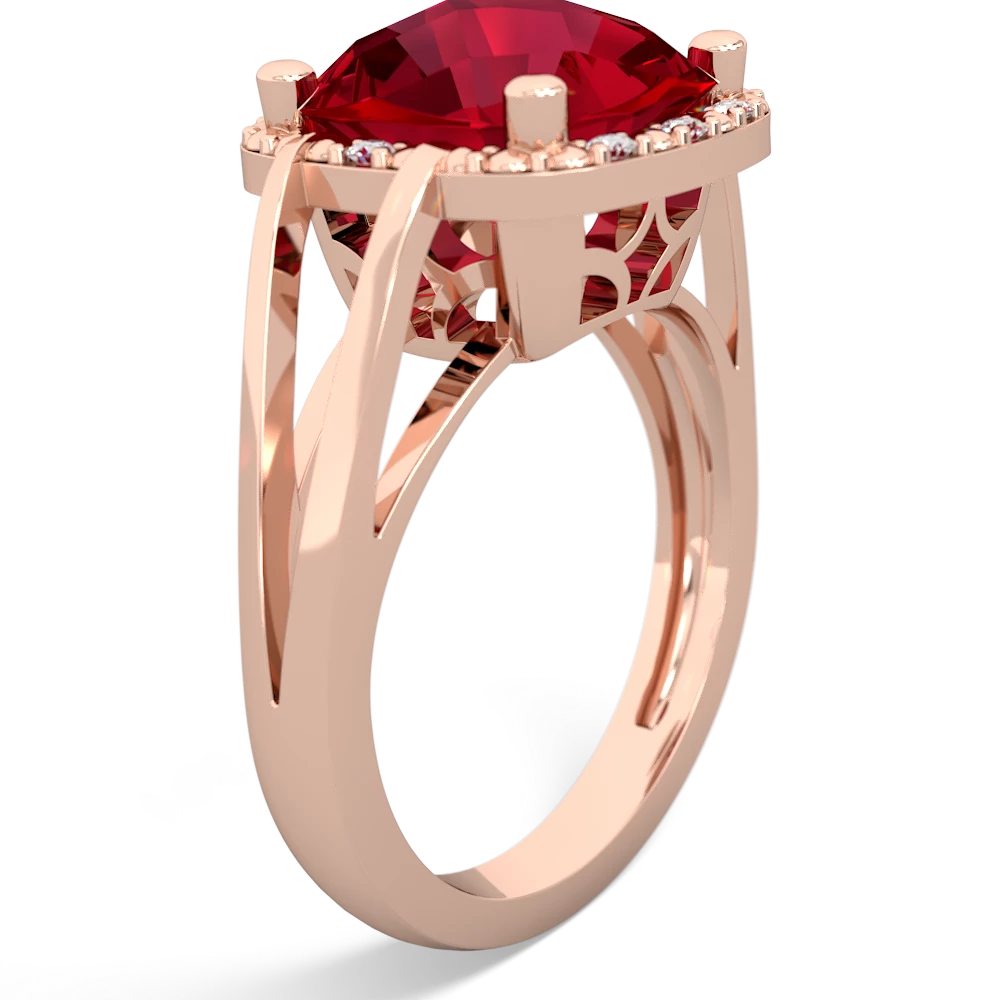 Lab Ruby Art Deco Cocktail 14K Rose Gold ring R2498