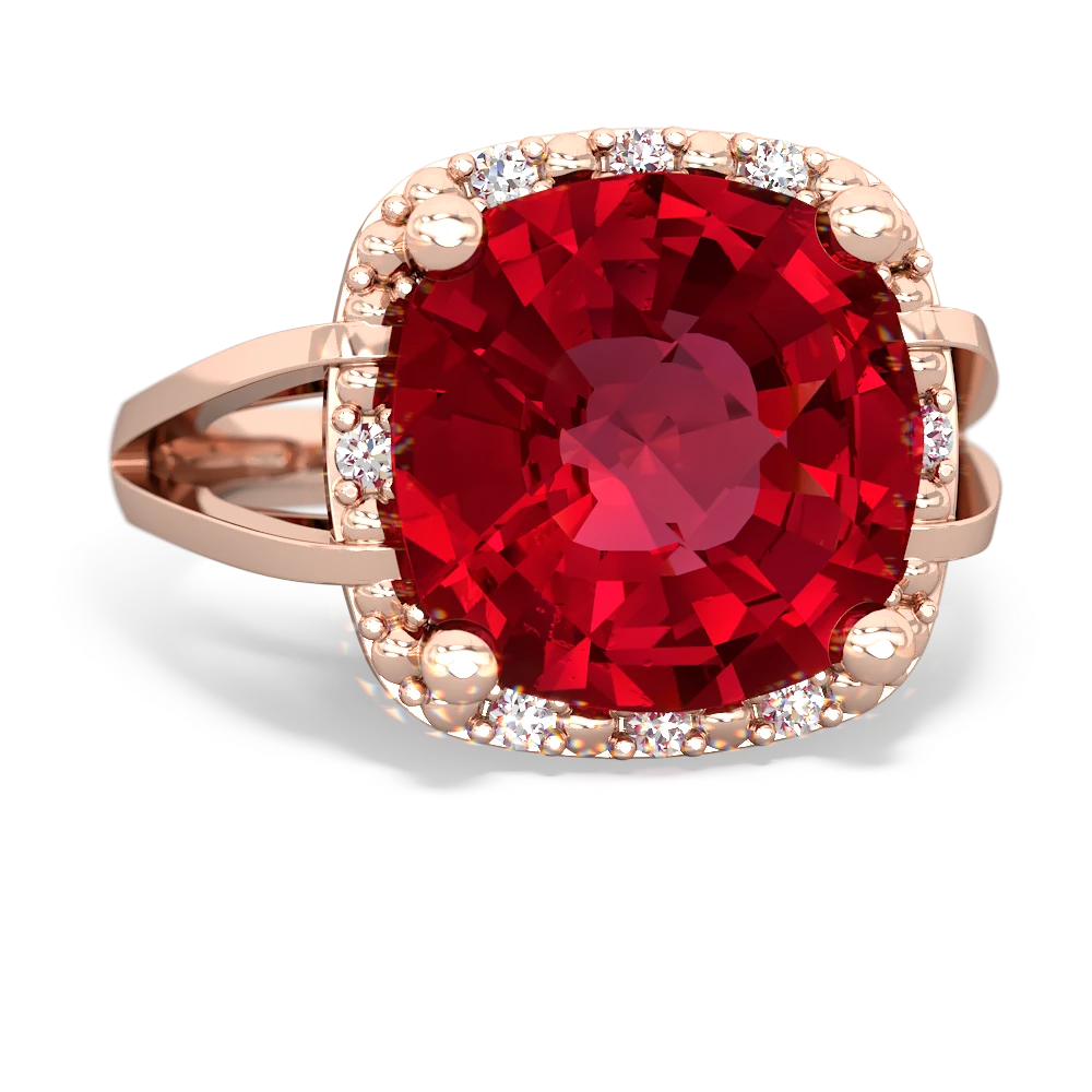 Lab Ruby Art Deco Cocktail 14K Rose Gold ring R2498