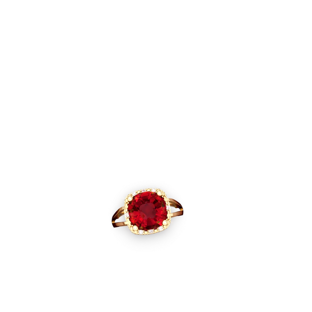 Lab Ruby Art Deco Cocktail 14K Yellow Gold ring R2498