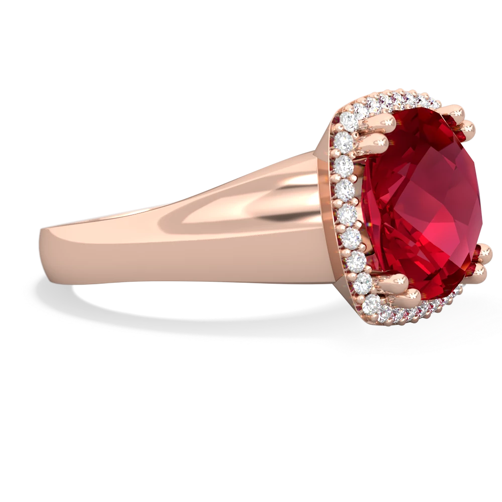 Lab Ruby Halo Cocktail 14K Rose Gold ring R2544