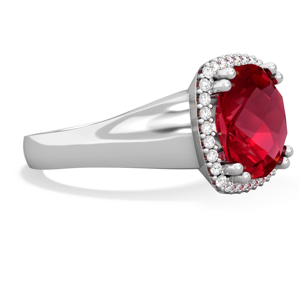 Lab Ruby Halo Cocktail 14K White Gold ring R2544