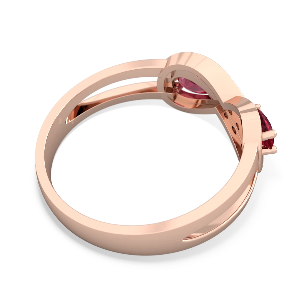 Lab Ruby Diamond Infinity 14K Rose Gold ring R5390
