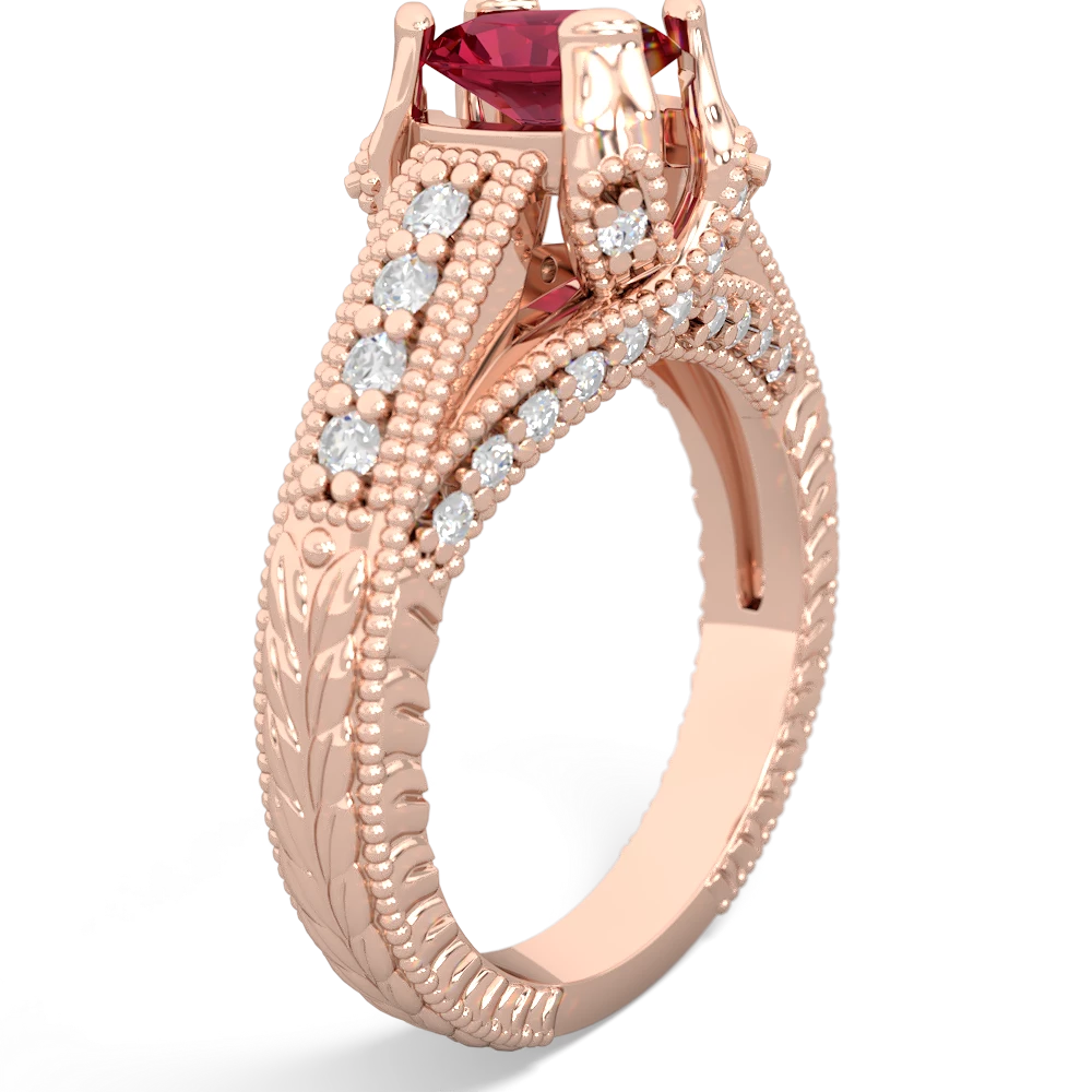 Lab Ruby Antique Style 14K Rose Gold ring R2028