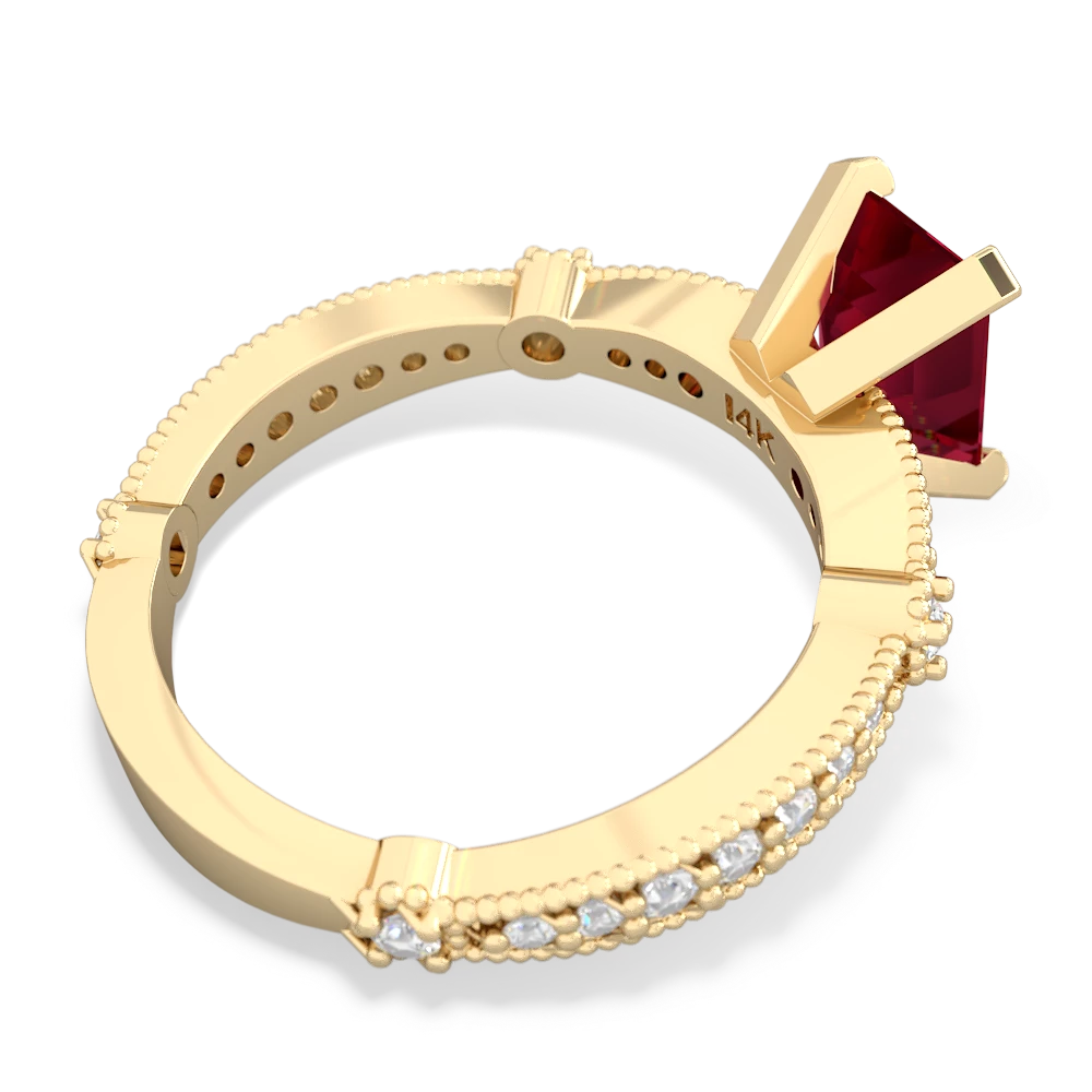 Lab Ruby Sparkling Tiara 8X6 Emerald-Cut 14K Yellow Gold ring R26298EM