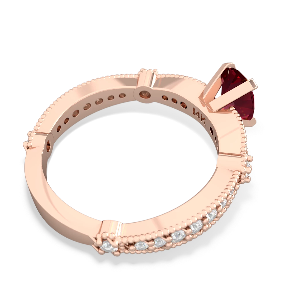 Lab Ruby Sparkling Tiara 7X5mm Oval 14K Rose Gold ring R26297VL