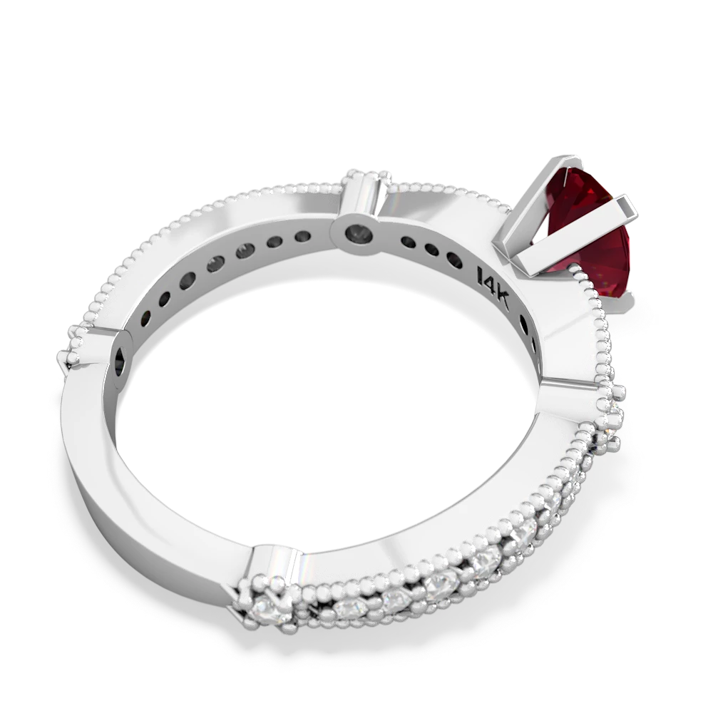 Lab Ruby Sparkling Tiara 7X5mm Oval 14K White Gold ring R26297VL