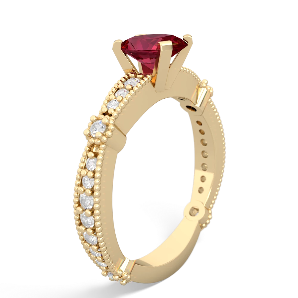 Lab Ruby Sparkling Tiara 7X5mm Oval 14K Yellow Gold ring R26297VL