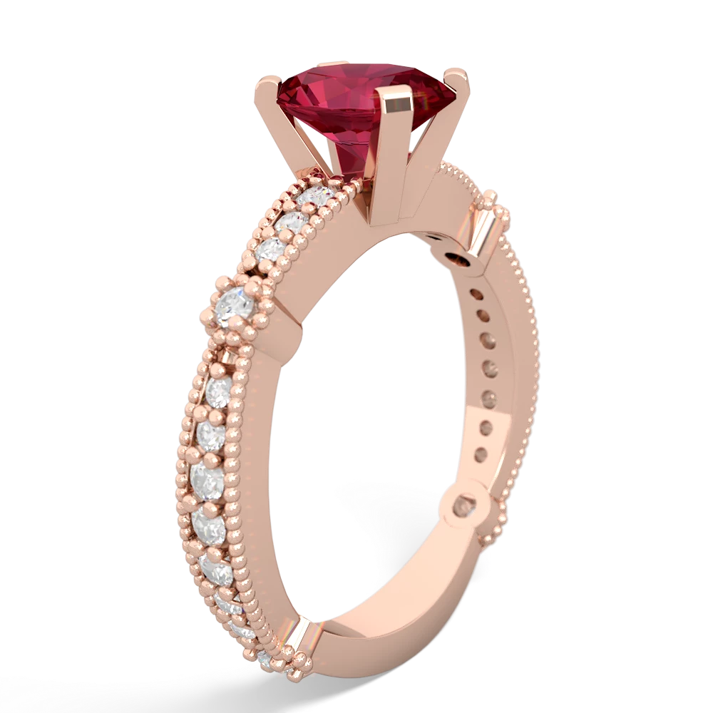 Lab Ruby Sparkling Tiara 8X6 Oval 14K Rose Gold ring R26298VL