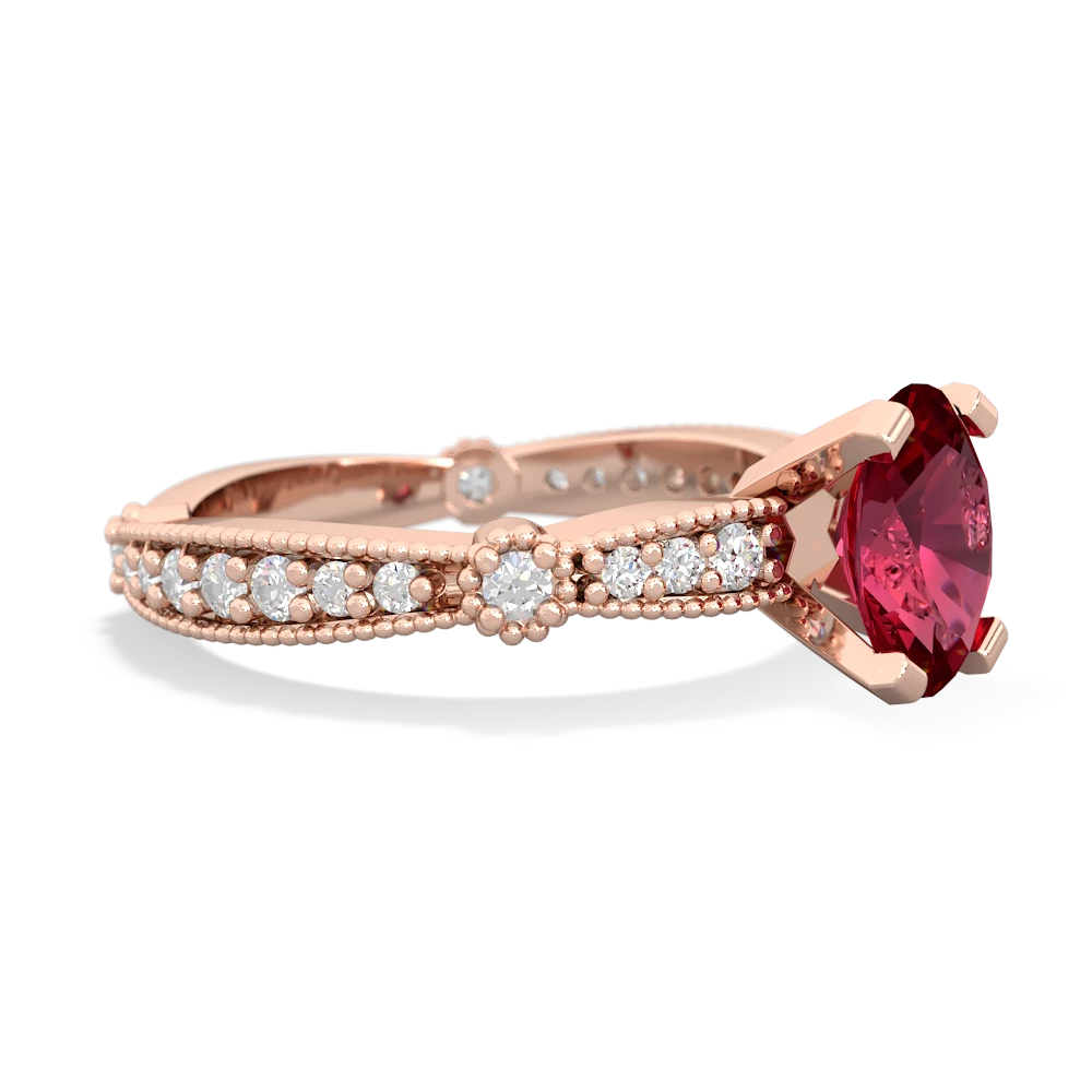 Lab Ruby Sparkling Tiara 8X6 Oval 14K Rose Gold ring R26298VL