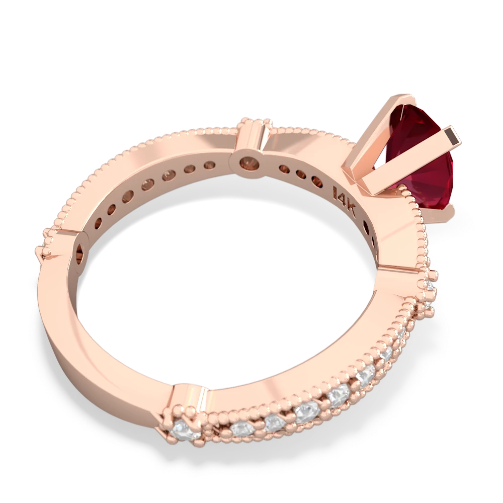 Lab Ruby Sparkling Tiara 8X6 Oval 14K Rose Gold ring R26298VL