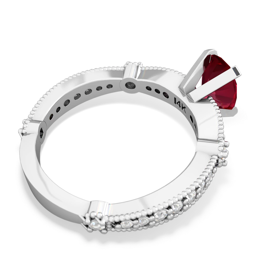 Lab Ruby Sparkling Tiara 8X6 Oval 14K White Gold ring R26298VL