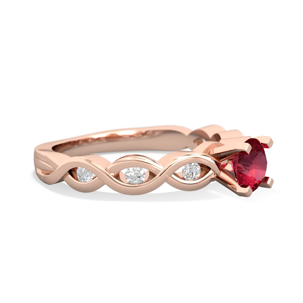 Lab Ruby Infinity 5Mm Round Engagement 14K Rose Gold ring R26315RD