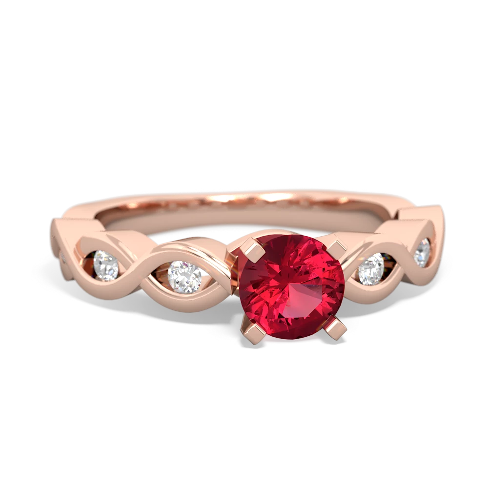 Lab Ruby Infinity 5Mm Round Engagement 14K Rose Gold ring R26315RD