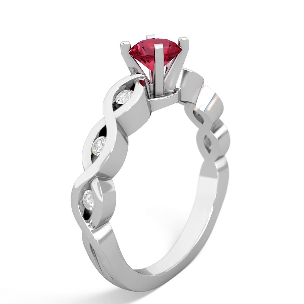 Lab Ruby Infinity 5Mm Round Engagement 14K White Gold ring R26315RD